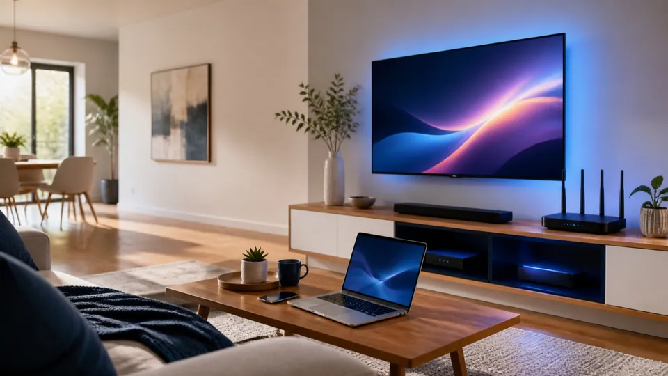 Modernes Zuhause mit WLAN, Streaming und verbundenen Geräten